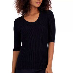 ALFANI Women's Ribbed Elbow Sleeve Sweater - Black - MEDIUM - NWOT